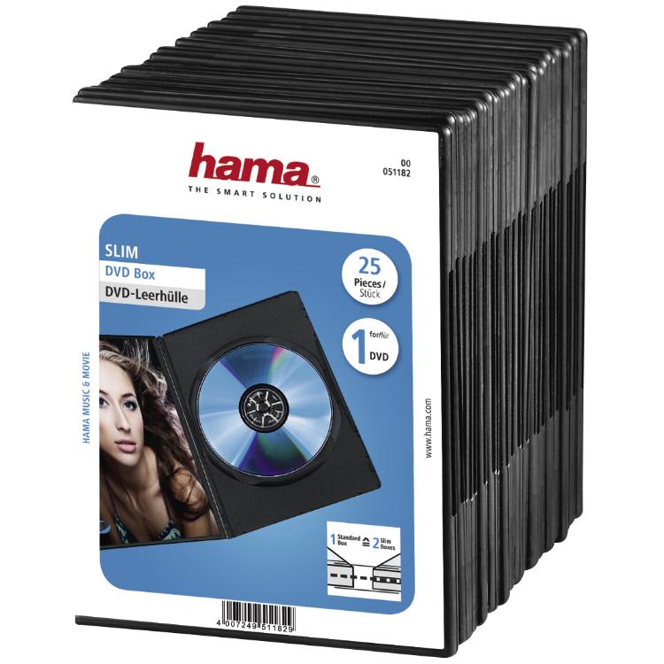 Dvd Slim Box 25 Pak Zwart - Hama