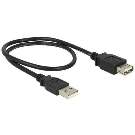 USB 2.0 verlengkabel, A/A 0,5m zwart