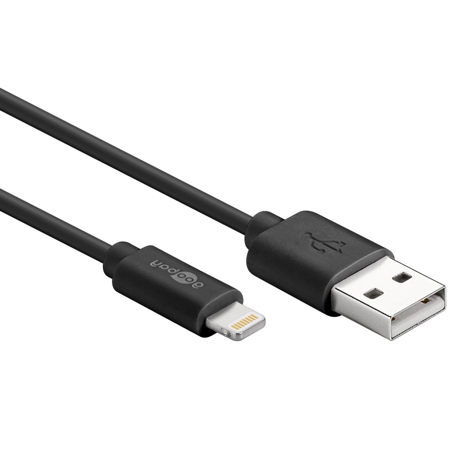 USB-Lightning-Datenkabel - 0,5 Meter - Schwarz - Goobay