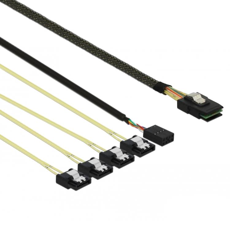 Delock Kabel Mini SAS SFF-8087 > 4 x SATA 7 Pin Reverse + Sideband 1 m - Delock