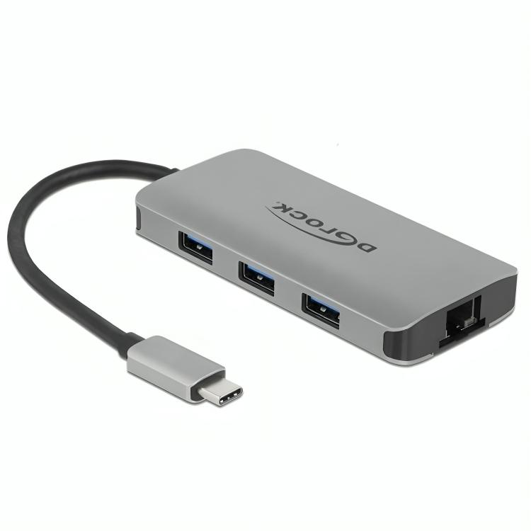 Delock USB 3.2 Gen 1 Hub mit 4 Ports und Gigabit LAN und PD - Delock