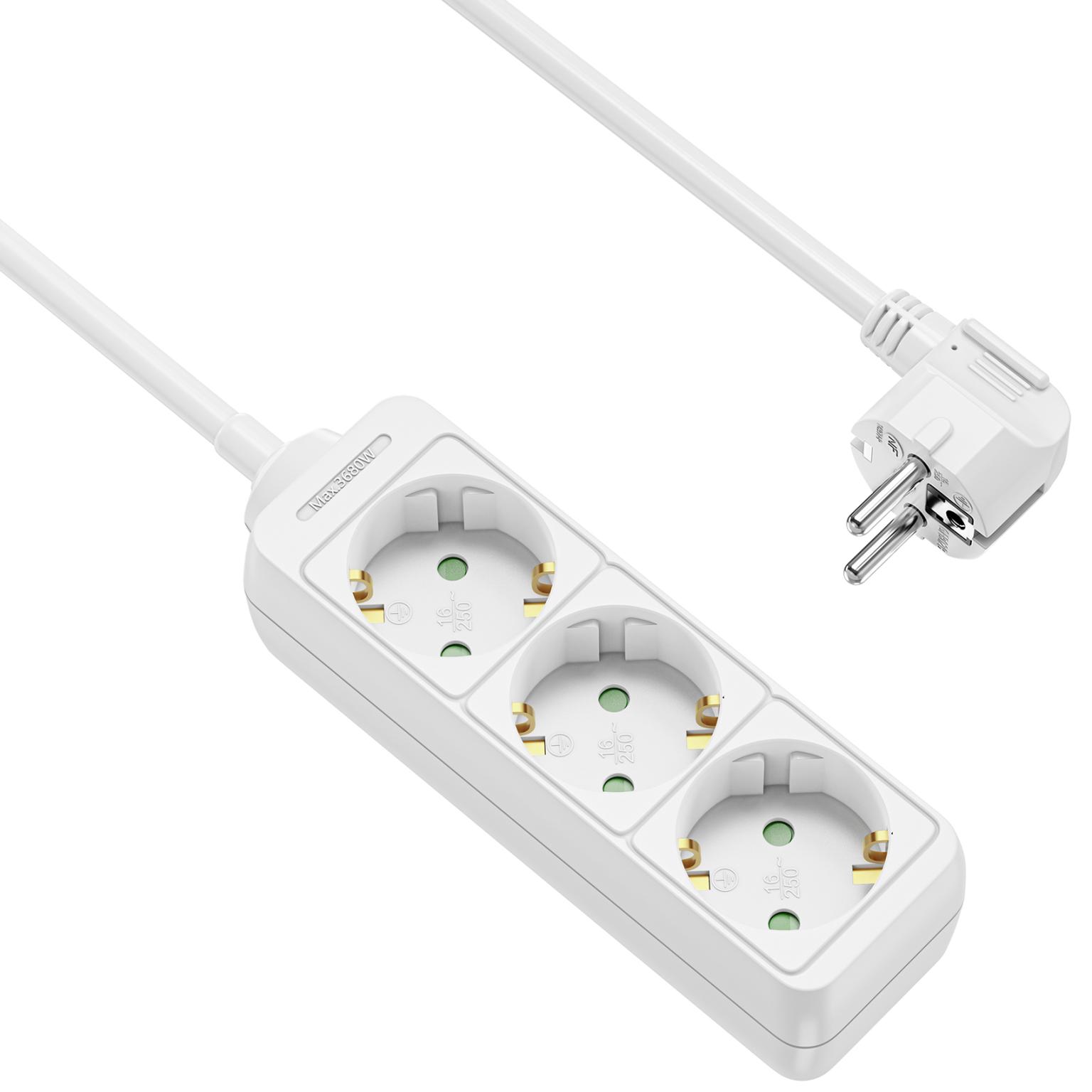 Steckdose - 3x Schuko - weiß
