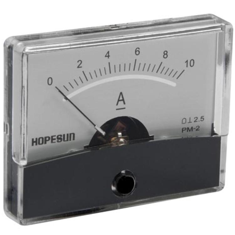 ANALOGE PANEELMETER VOOR DC STROOMMETING 10A DC / 60 x 47mm - HQ Products