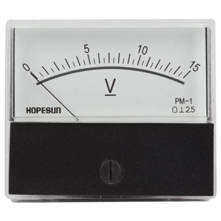ANALOGE PANEELMETERVOOR DC SPANNINGSMETINGEN 15V DC / 70 x 60mm - HQ Products