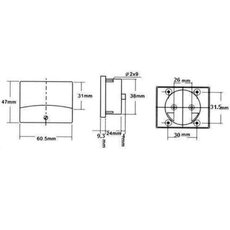 ANALOGE PANEELMETERVOOR AC SPANNINGSMETINGEN 300V AC / 60 x 47mm - HQ Products