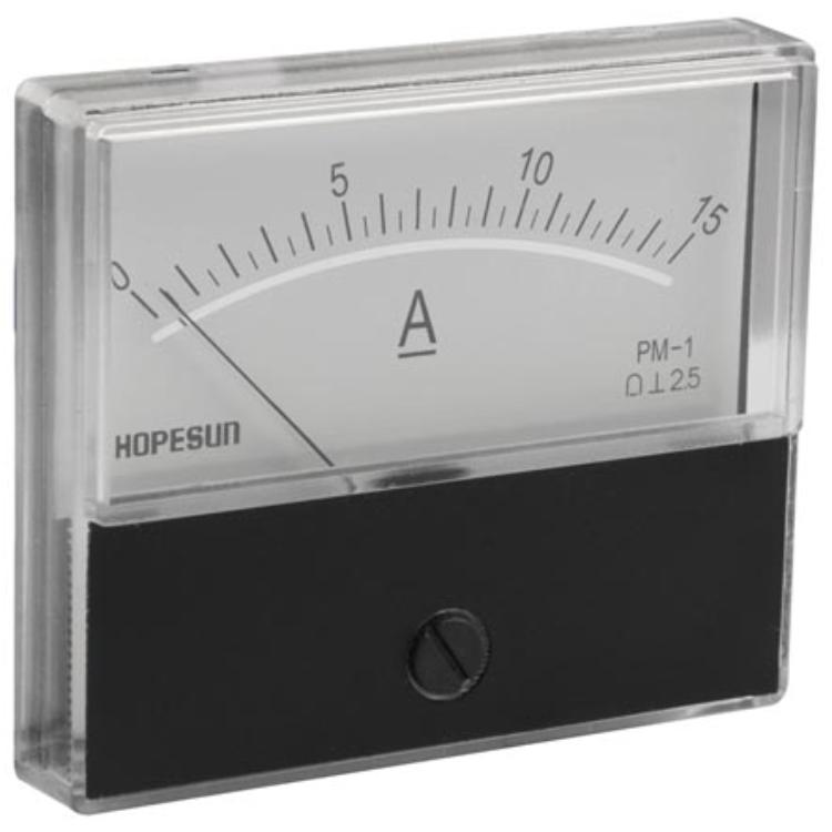 ANALOGE PANEELMETER VOOR DC STROOMMETING 15A DC / 70 x 60mm - HQ Products