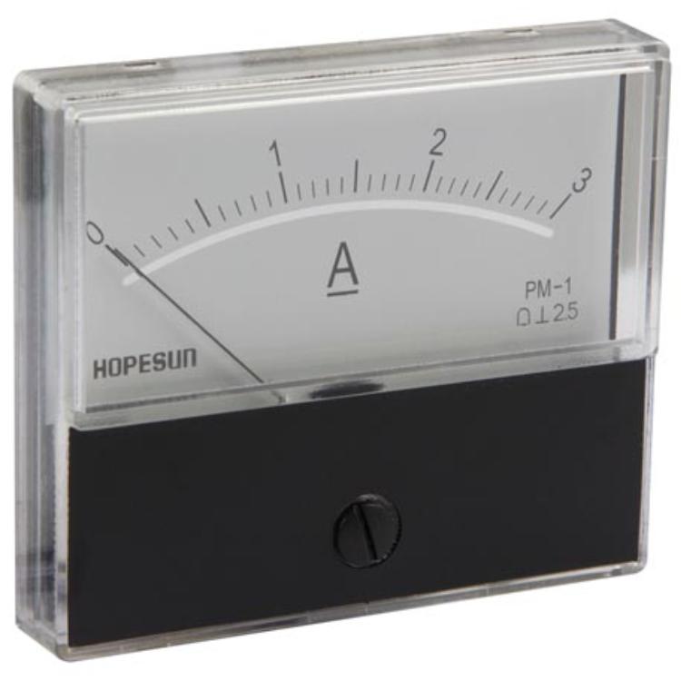 ANALOGE PANEELMETER VOOR DC STROOMMETING 3A DC / 70 x 60mm - HQ Products