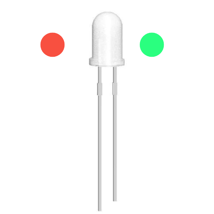 Zweifarbiger BIPOLAR LED 5 mm rot/grün weiß DIFFUS