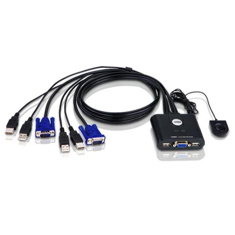 2 Anschlüsse USB VGA KVM Schakelaar Aten