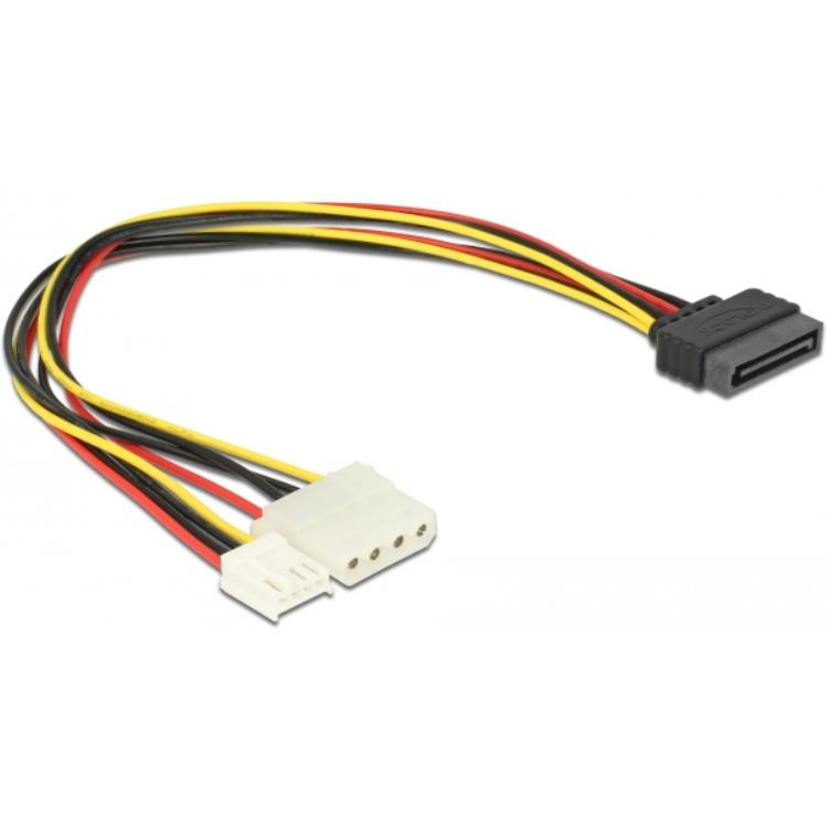 Molex Y kabel naar SATA/Floppy voedingskabel - Delock