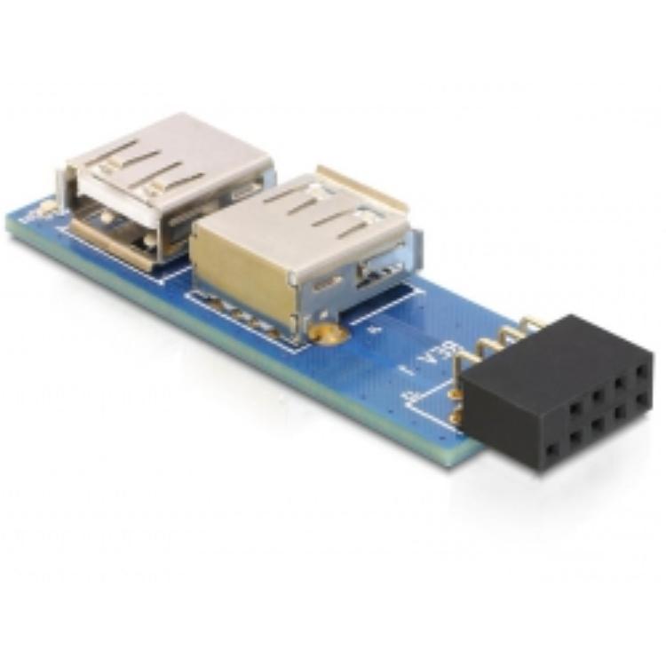 Pinheader auf 2x USB A - Delock