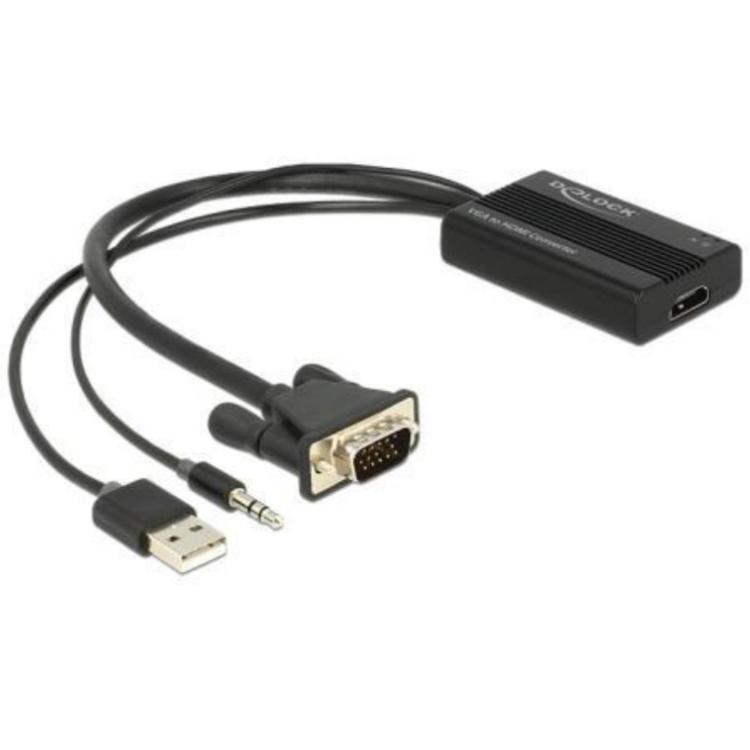 VGA zu HDMI - 0,2 Meter - Schwarz - Delock