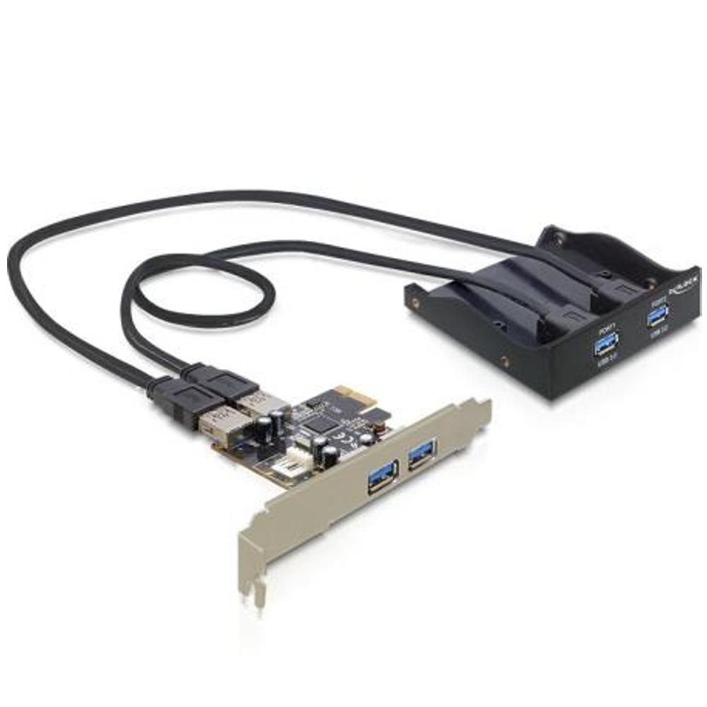 Front Panel 3? 2xUSB 3.0 + 2x USB 3.0 am Slotblech schwarz Delock