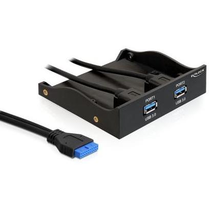 Frontplatte 3½ 2x USB 3.0 schwarz (Pinheader) Delock