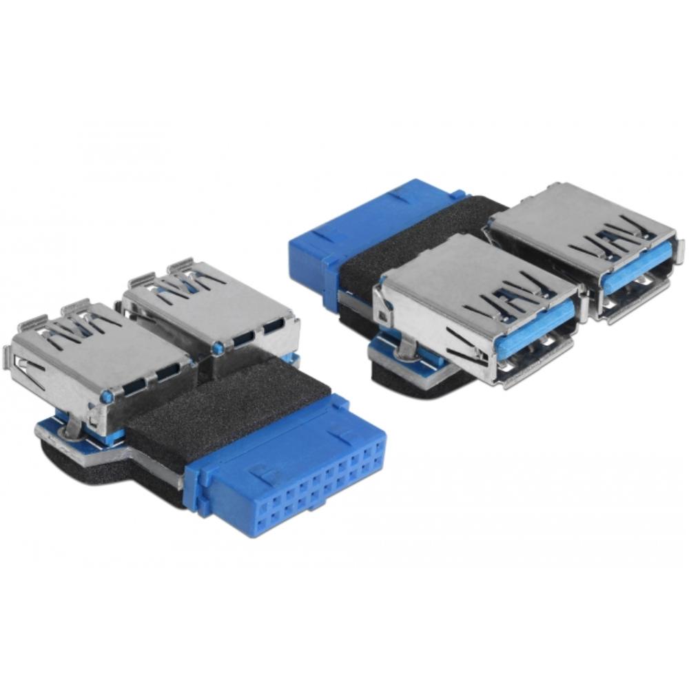 Pinheader auf 2x USB A - Delock