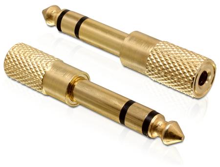 Adapter Audio Klinken 6,35mm St > 3,5mm Bu Metall gold Delock - Delock