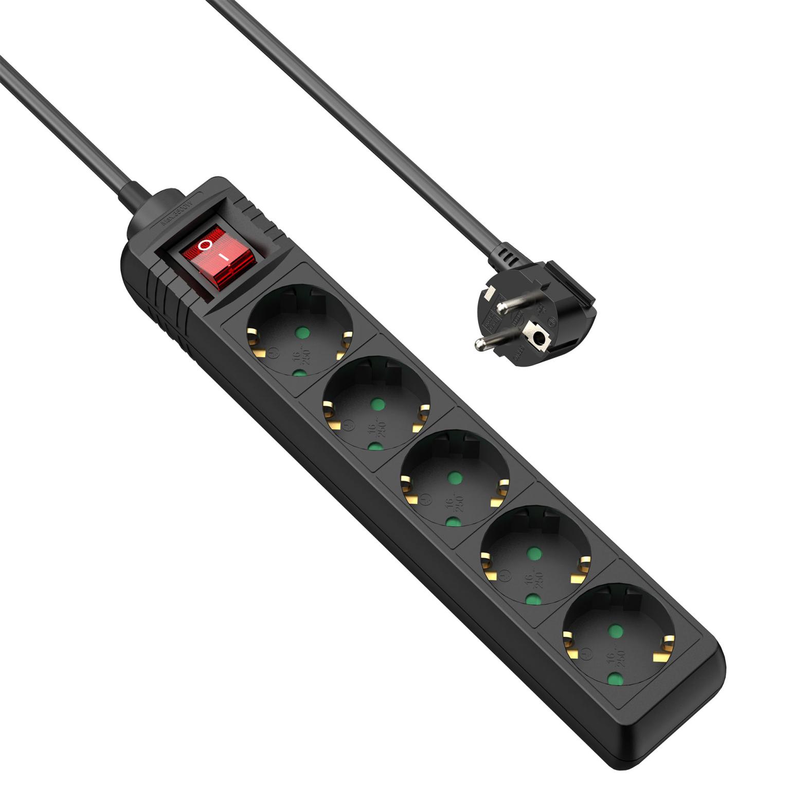 Steckdosenleiste - 5-fach - Schalter - Allteq