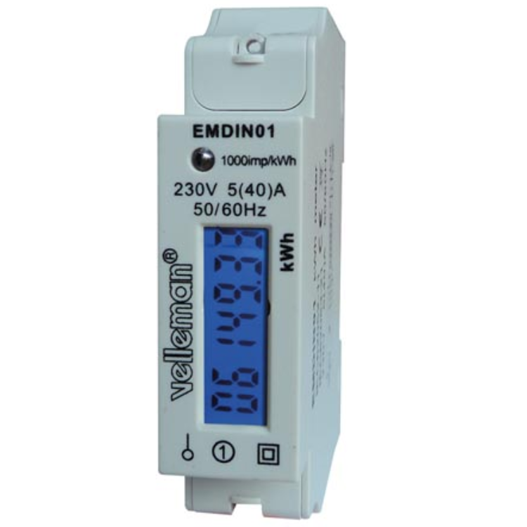 KWh Zähler DIN Schiene 1 Phase Digital - Velleman
