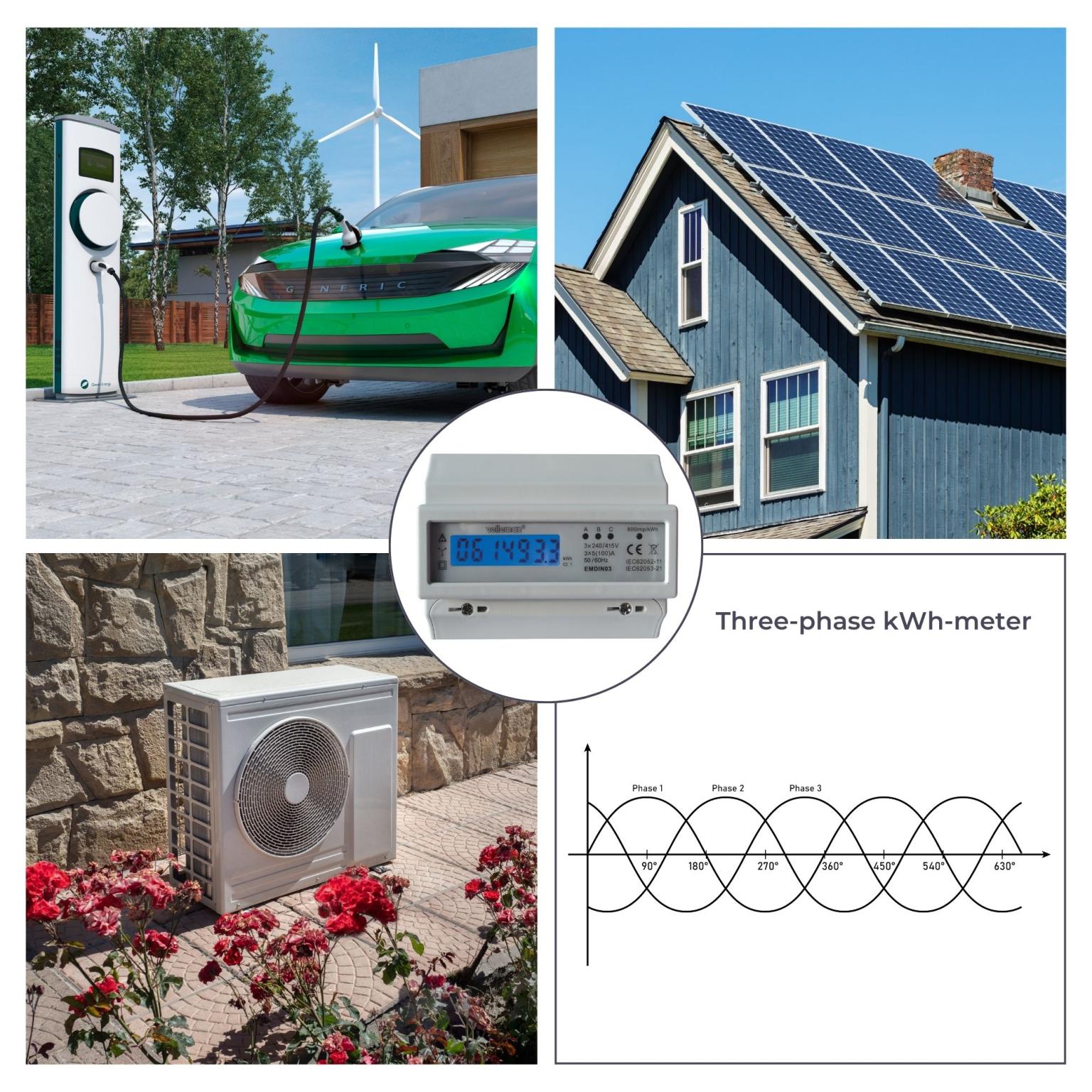 KWh Zähler DIN Schiene 3 Phasen Digital - Velleman