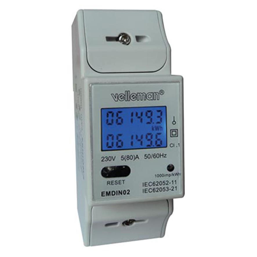 KWh Zähler DIN Schiene 1 Phase Digital - Velleman