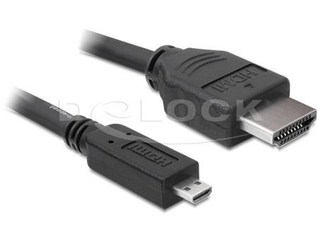 Kabel HDMI A micro D St/St High Speed HDMI mit Ethernet 2,0m Delock - Delock