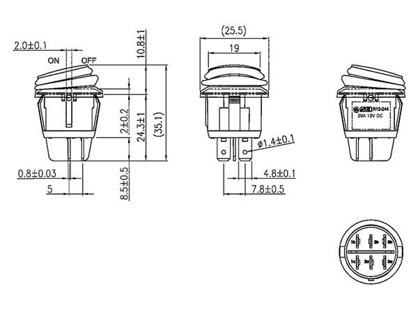 BELEUCHTETER WIPPSCHALTER GRÜNE LED 12 V 2P DPST / ON OFF - HQ Products