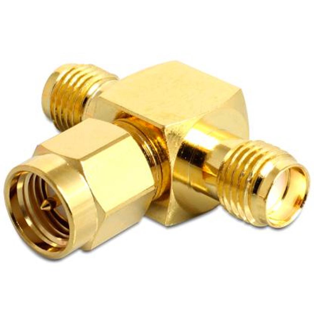 Delock SMA Buchse > SMA Stecker > SMA Buchse T Form