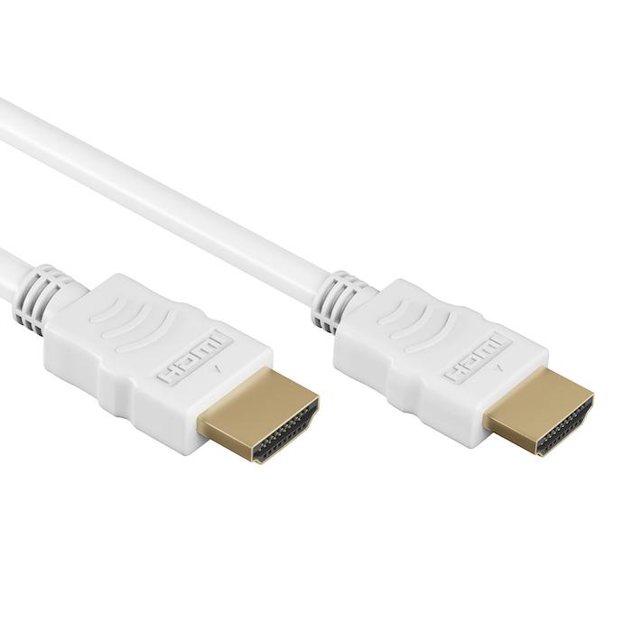 HDMI 1.4-Kabel - 0,5 Meter - vergoldet - Hochgeschwindigkeit - 10,2 Gbps - Full HD 1080p - 3D - 4K@30 Hz - ARC - Weiß