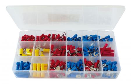 Kabelschuhe Steckverbinder Sortiment 300 Teile in Plastikbox - Dynavox