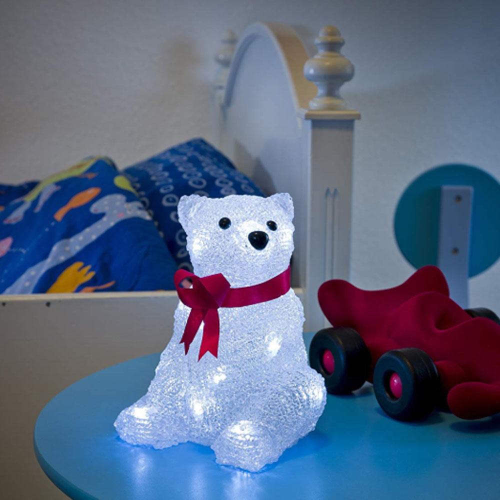 Eisbär - LED-Weihnachtsbeleuchtung für innen - 24 Lichter - 14 x 18 cm - kaltweiß