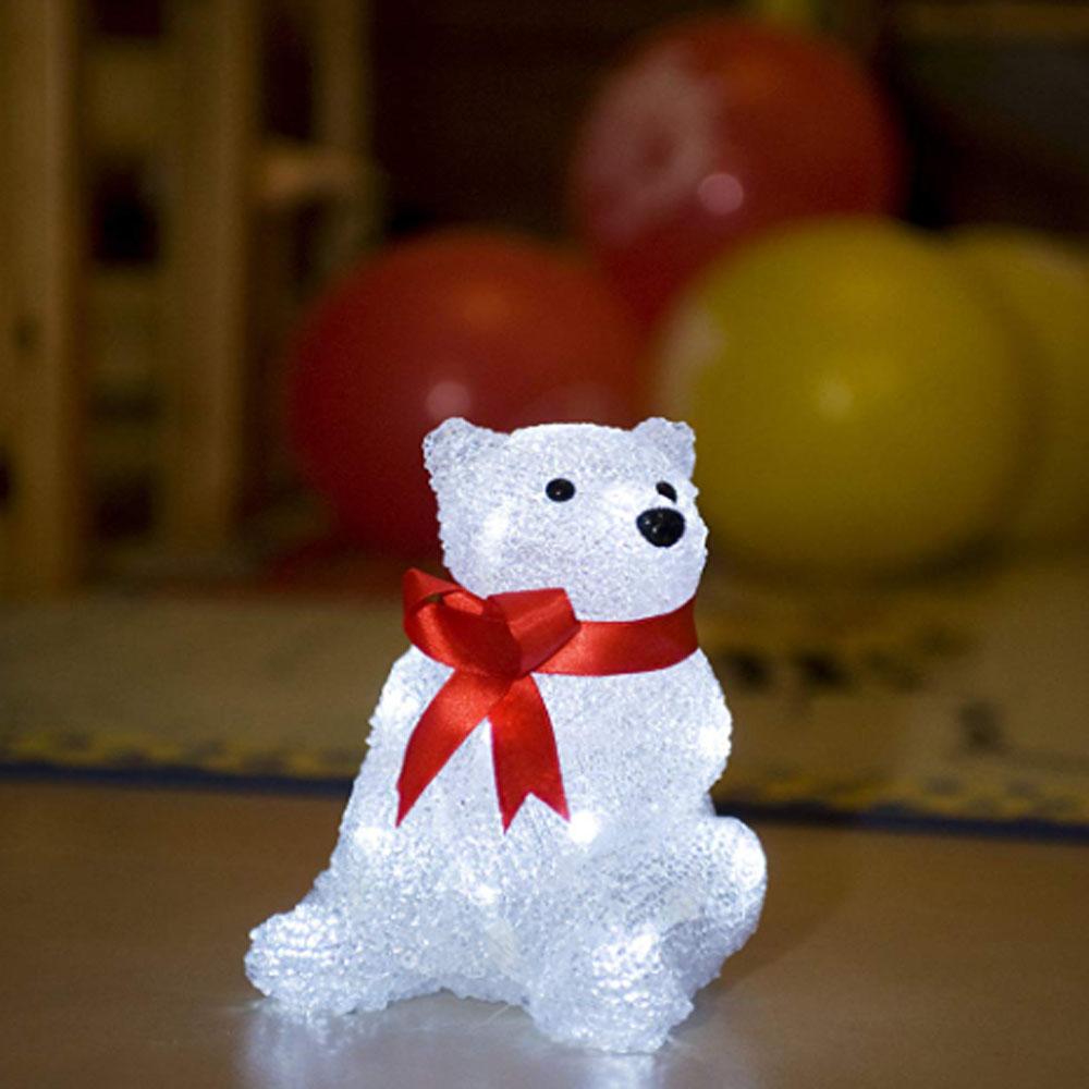 Eisbär - LED-Weihnachtsbeleuchtung für innen - 24 Lichter - 14 x 18 cm - kaltweiß