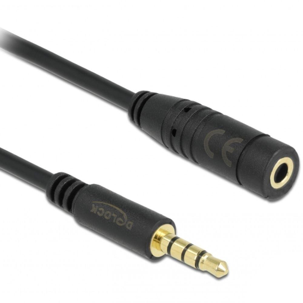 Kabel Klinken 3,5mm ST/BU 4Pin IPhone 3,0m schwarz Delock - Delock