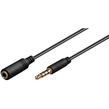 Kabel Klinken 3,5mm ST/BU 4Pin IPhone 5,0m schwarz Delock