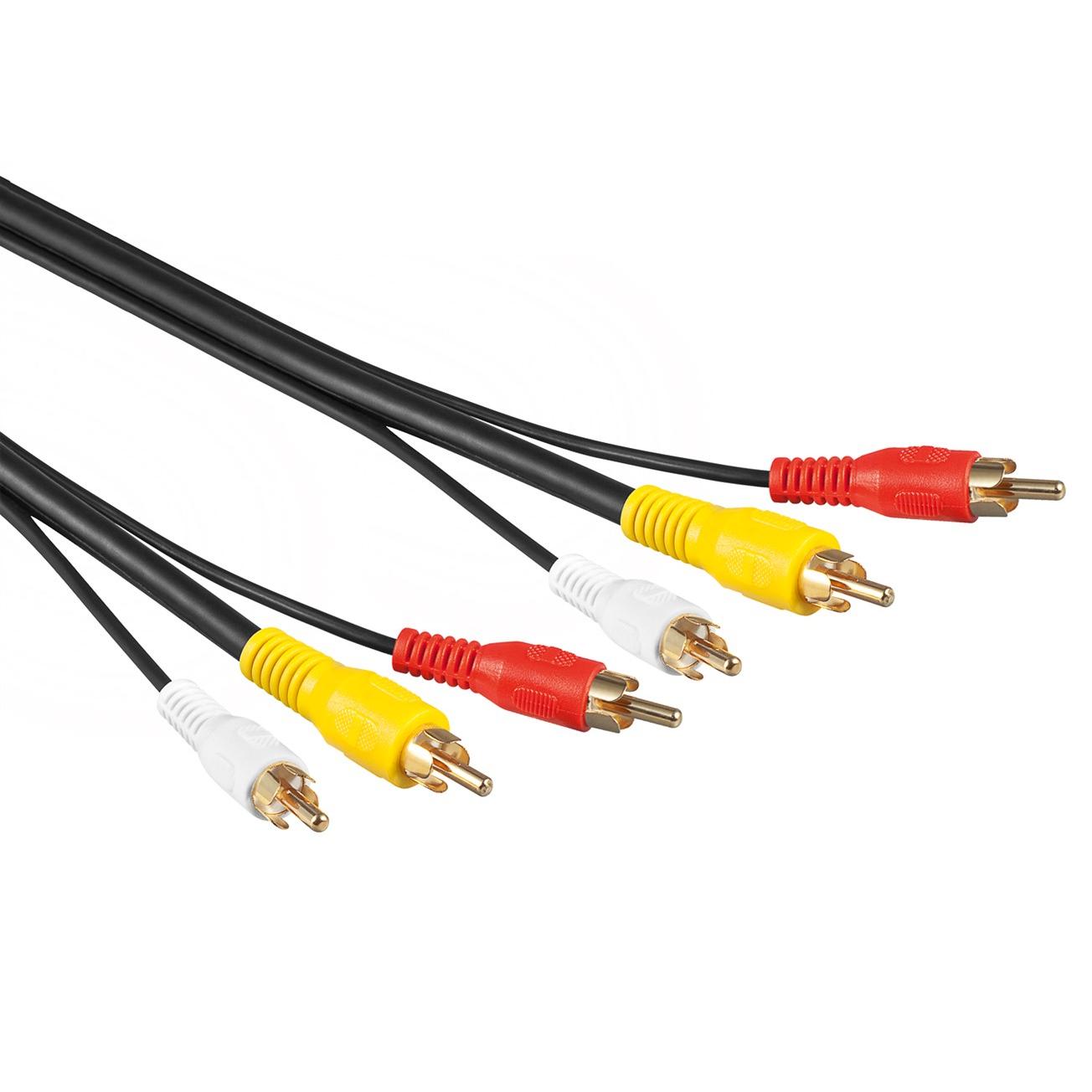 Audio video Kabel 5,0 m<br>3 x Cinch Stecker 3 > X RCA Stecker - Goobay