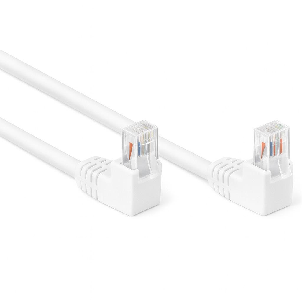 Cat 5e Netzwerkkabel, 90? gewinkelt, U/UTP 2x 90? RJ45 Stecker (Clip nach oben gewinkelt
