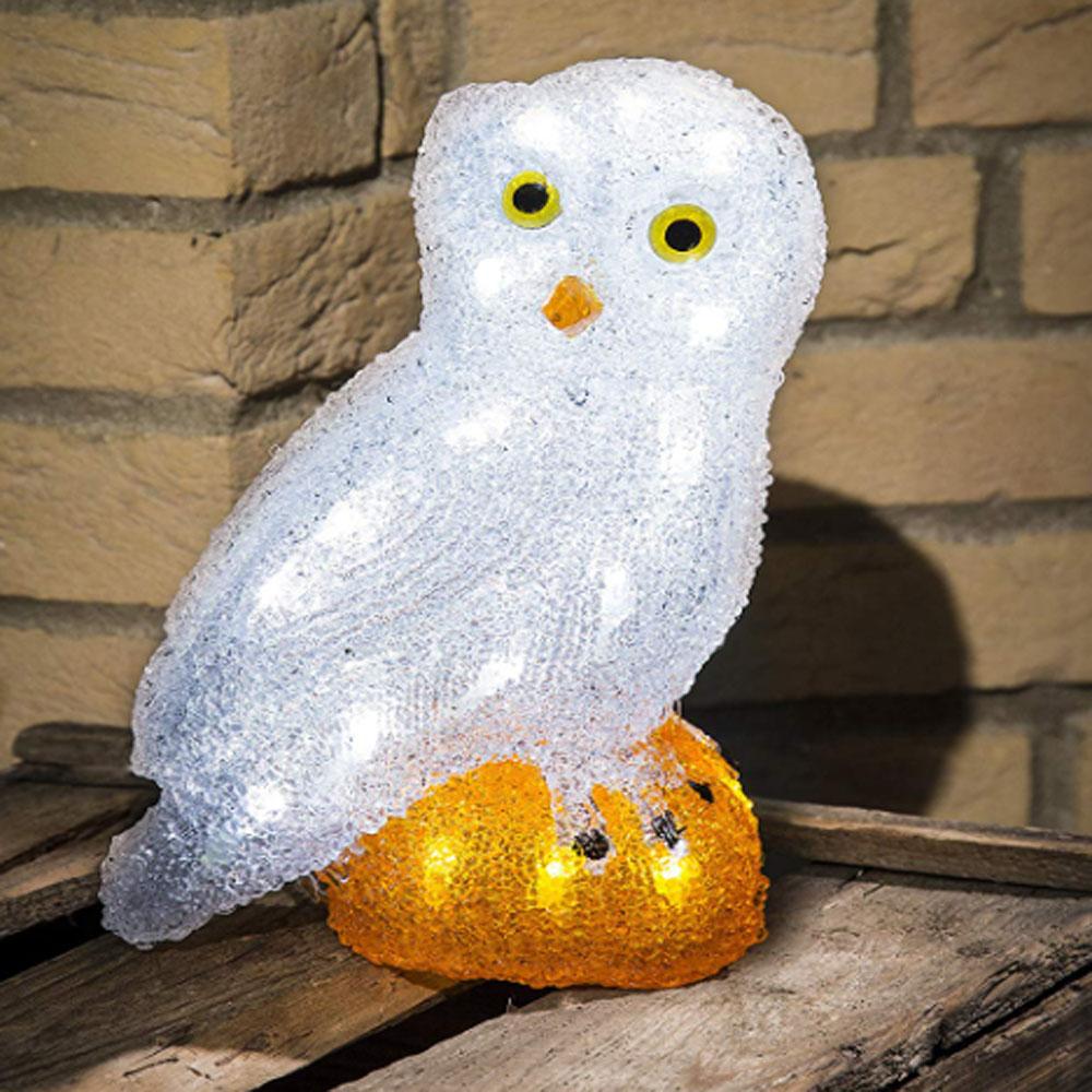 Eule - LED-Weihnachtsbeleuchtung für innen und außen - 32 Lichter - 19,5 x 27,5 cm - kaltweiß