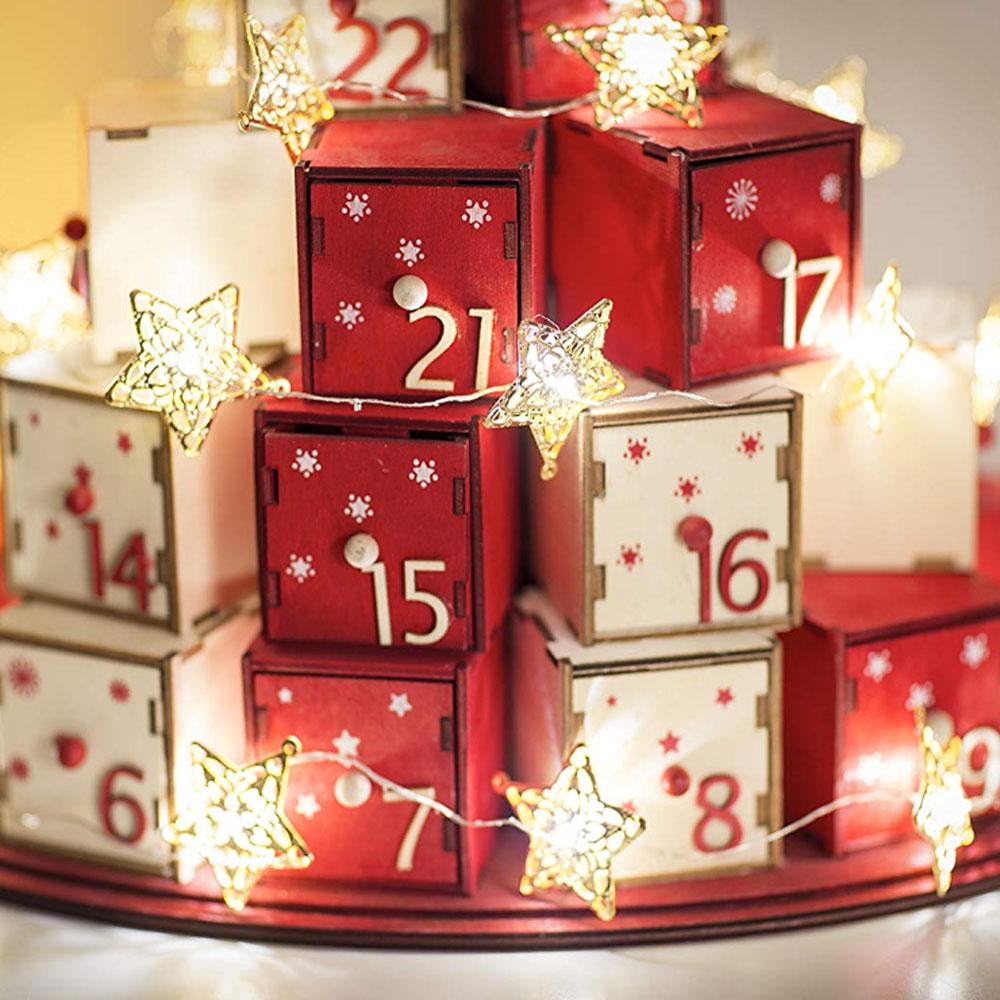 Lichtergirlande - LED-Weihnachtsbeleuchtung für den Innenbereich - 20 Lichter - 1,9 Meter - warmweiß - 3x AA