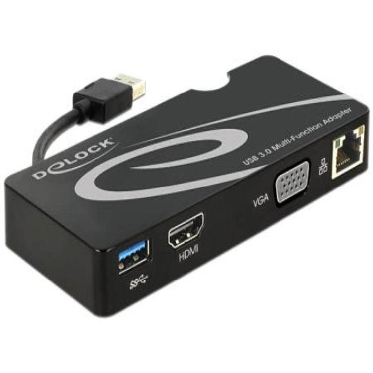 USB 3.0 auf HDMI/VGA/RJ45/USB3.0 Adapter - Delock