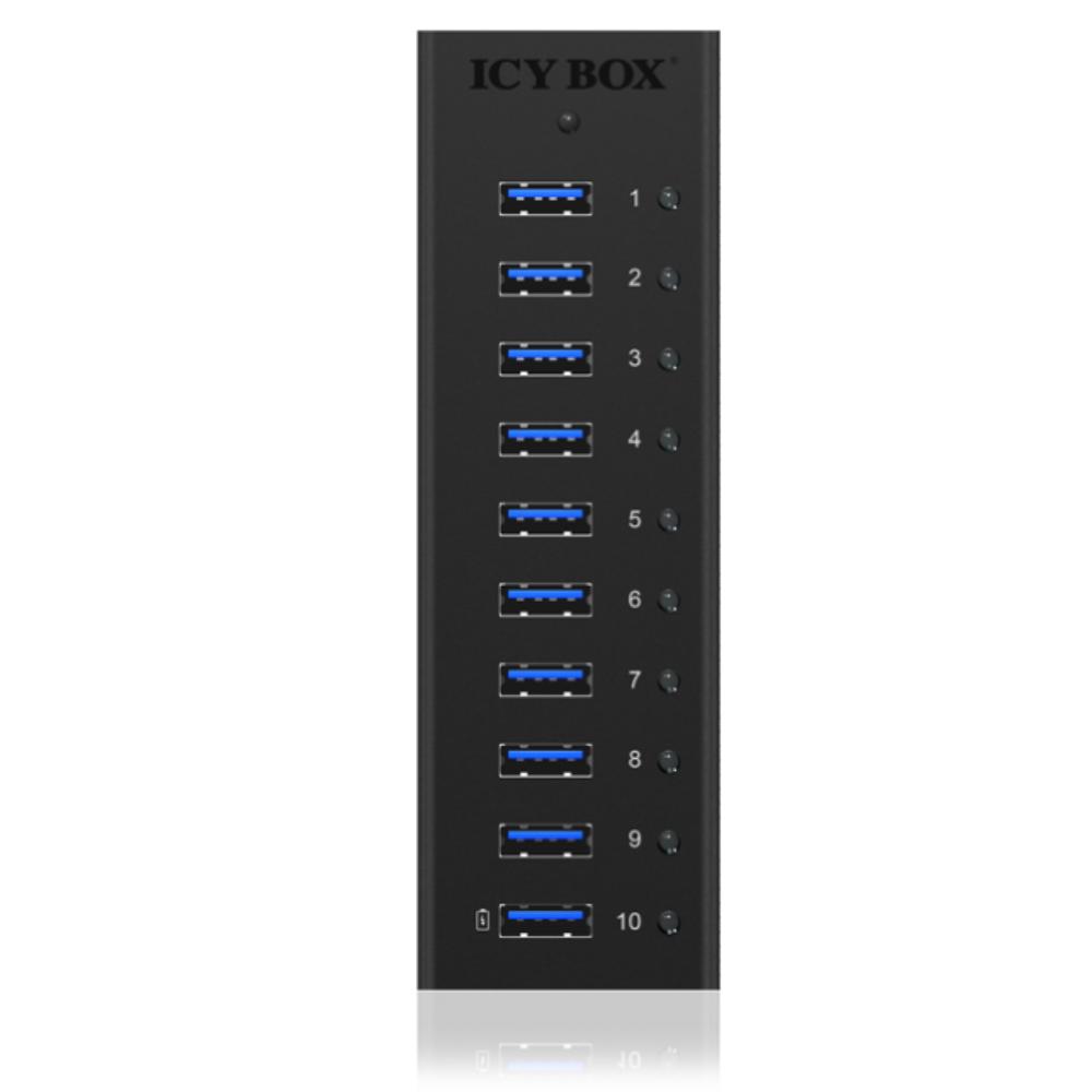 USB-A Hub mit 10 Ports, individuellen Schaltern und USB-Stromversorgung