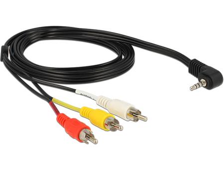 Delock Kabel Klinken 3,5 mm 4 Pin Stecker gewinkelt > 3 x Cinch Stecker 1,5 - Delock