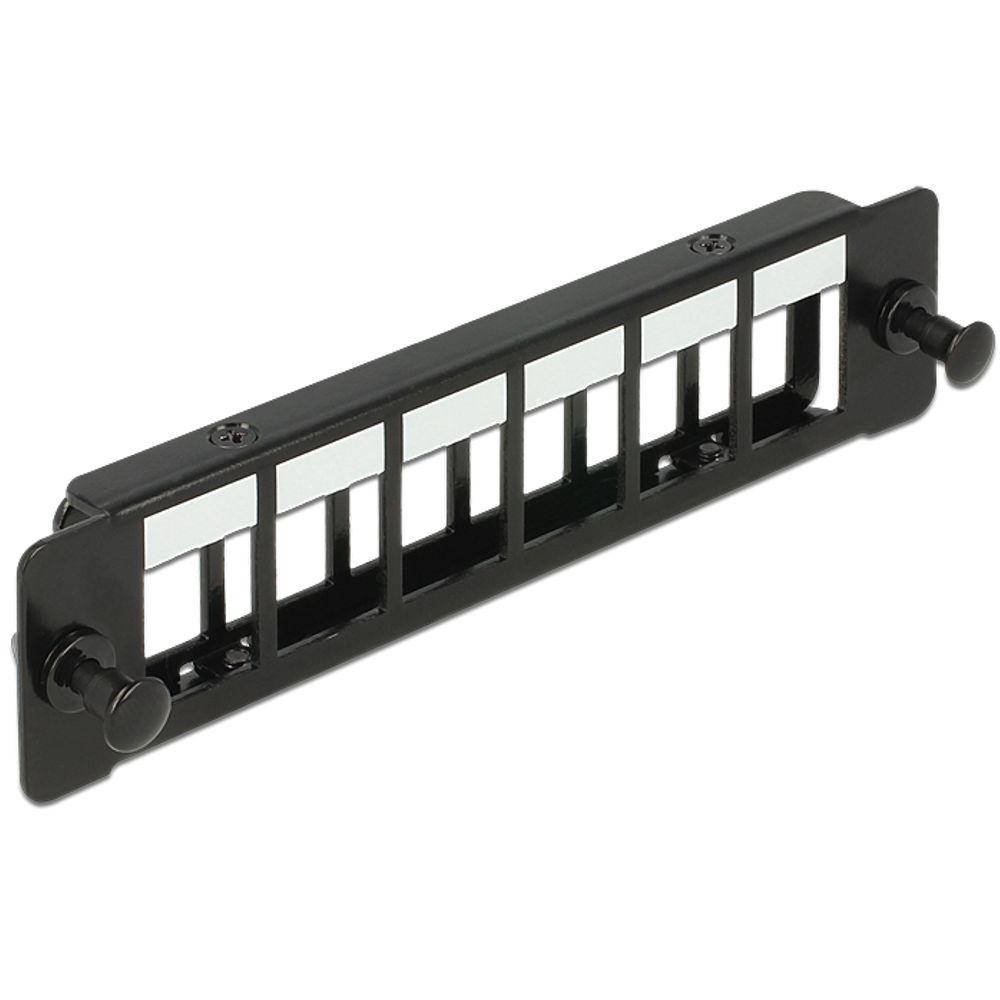Keystone-Montageplatte 6-Port – Metall – Schwarz – Delock