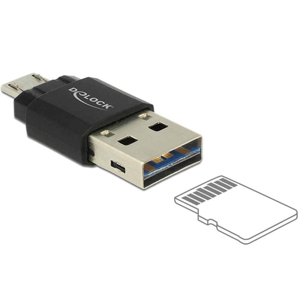 Delock Micro USB OTG Card Reader + USB 2.0 A Stecker - Delock