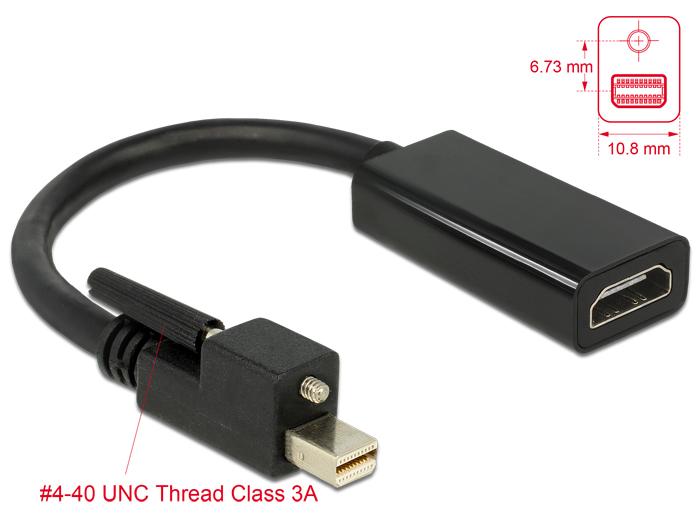 Delock Adapter mini Displayport 1.2 mannelijk met schroef > HDMI vrou - Delock