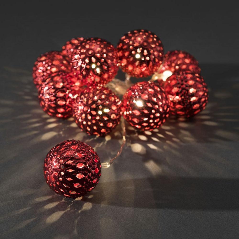 Lichtergirlande - LED-Weihnachtsbeleuchtung für den Innenbereich - 10 Lichter - 0,9 Meter - warmweiß - 3x AA