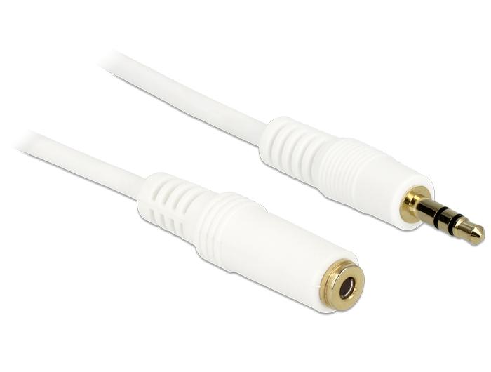 Delock Klinkenverl?ngerungskabel 3,5 mm 3 Pin Stecker > Buchse 0,5 m wei? - Delock