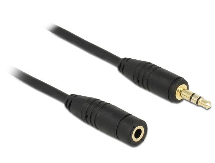 Delock Klinkenverl?ngerungskabel 3,5 mm 3 Pin Stecker > Buchse 0,5 m schwar - Delock