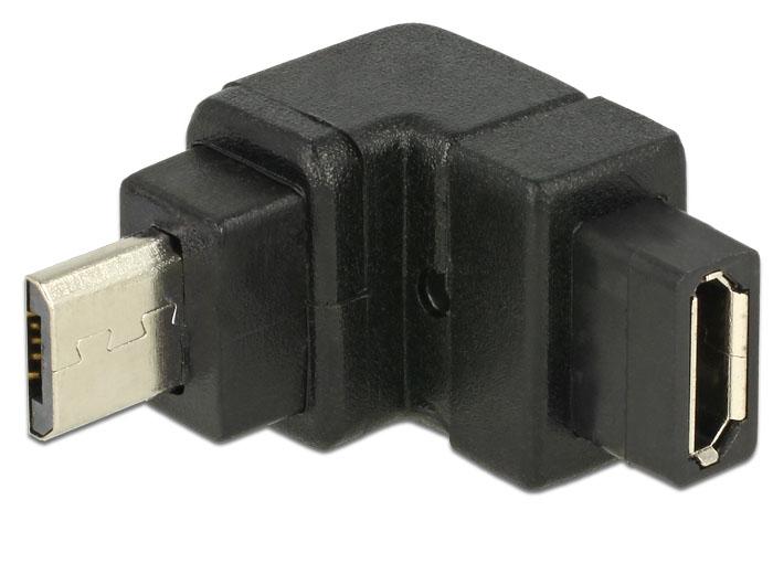 Delock Adapter USB 2.0 Micro B Stecker > USB 2.0 Micro B Buchse gewinkelt o - Delock