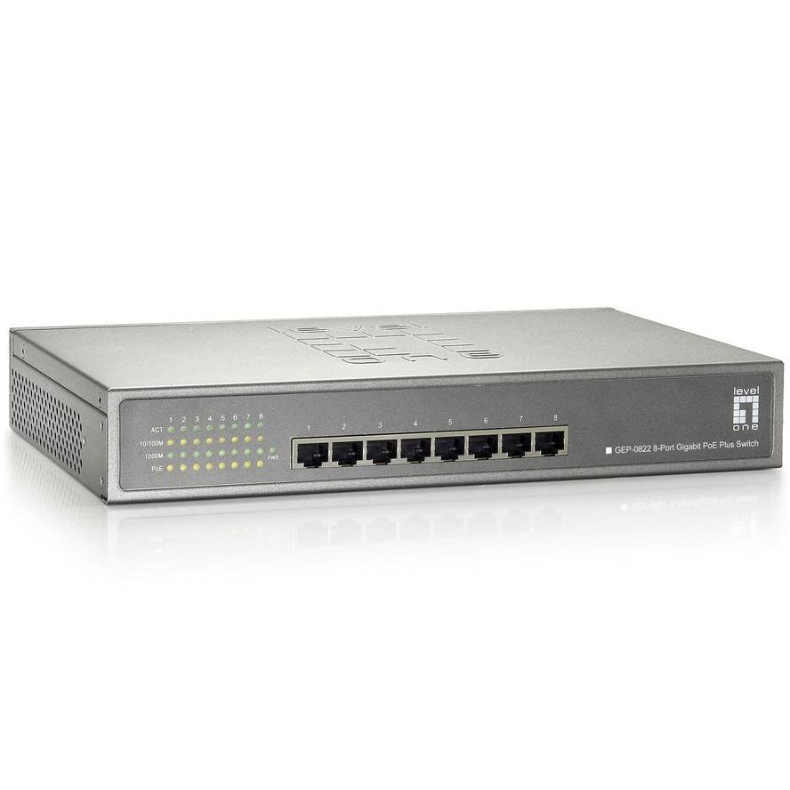 8 Anschluss 10/100/1000Mbit/s PoE Plus (240W) - LevelOne