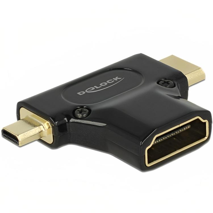 HDMI A auf HDMI D micro und HDMI C mini Adapterwinkel - Delock
