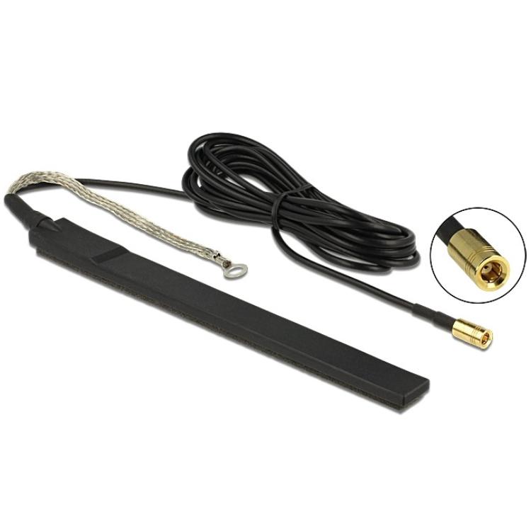 Delock DAB+ Antenne SMB Stecker 23 dB aktiv omnidirektional schwarz Klebemo - Delock